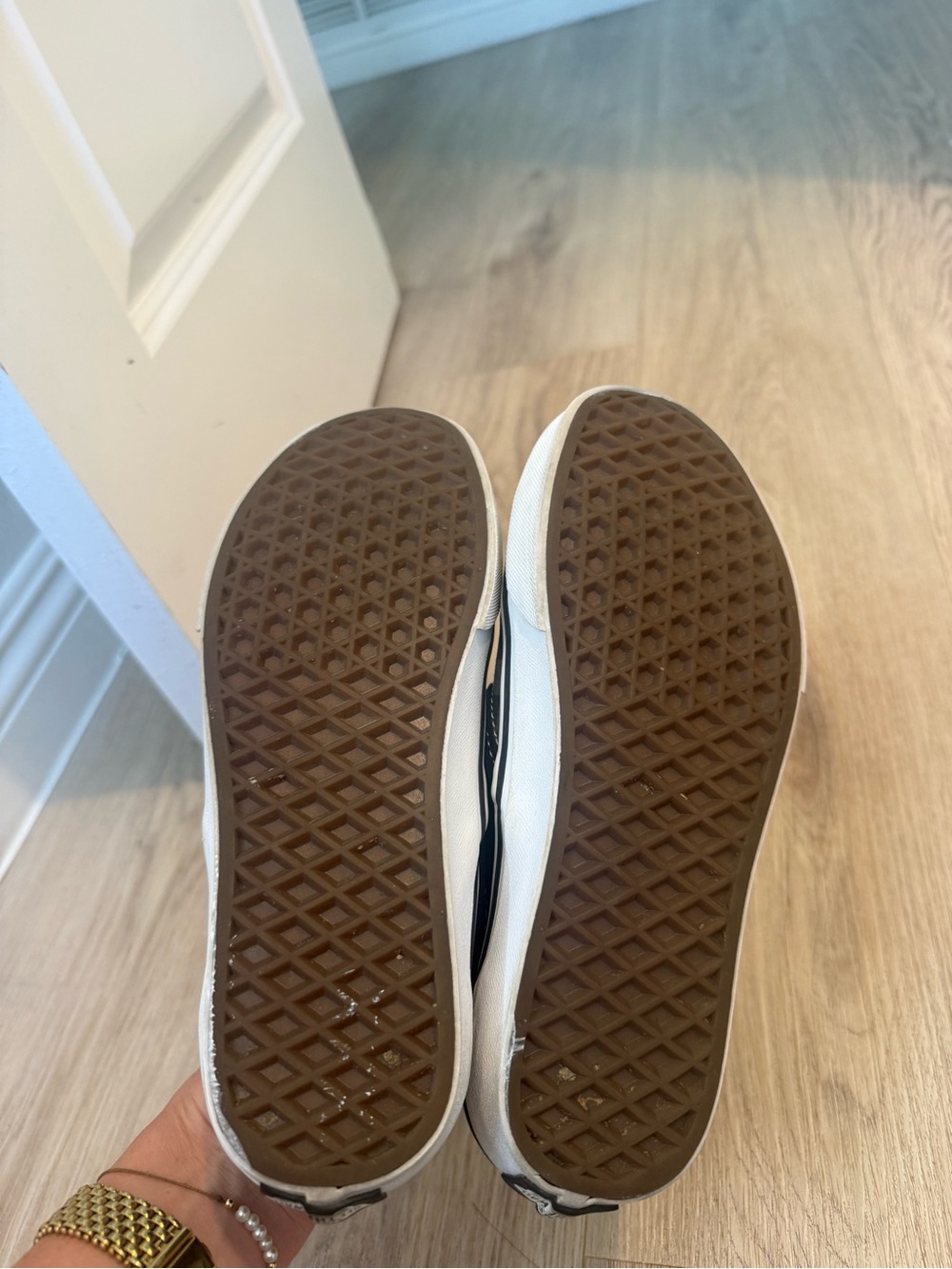 Vans Slip-On Checkerboard Sneakers in Black and Gray - Picture 4 of 5